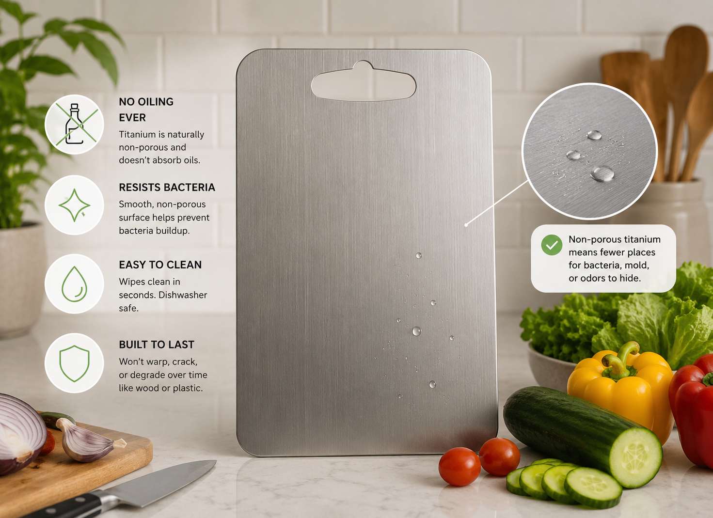 Why Your Titanium Cutting Board Never Needs Oiling (And What That Means for Hygiene)